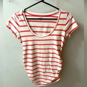 Old Navy White and Pink Stripped Maternity Tshirt